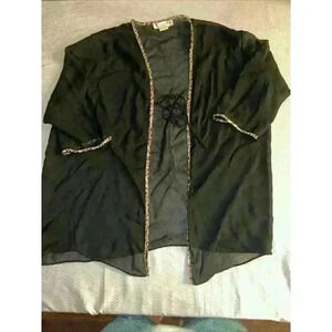 NATORI Private Luxuries Satin Black Top Nightshirt size Medium